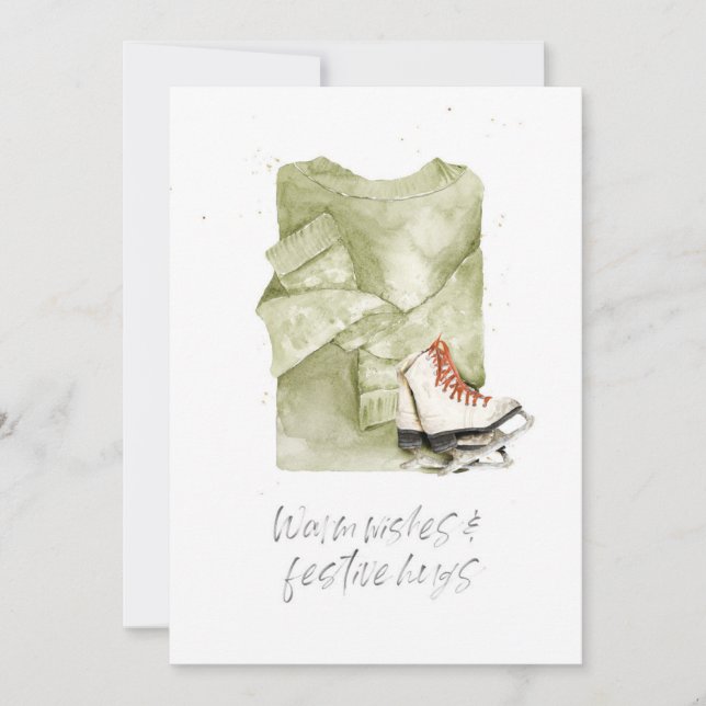 Cartes Pour Fêtes Annuelles Vœux chaleureux et calins festifs Aquarelle (Devant)