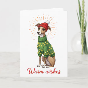 Cartes Pour Fêtes Annuelles Vœux chaleureux Greyhound Noël Mignon