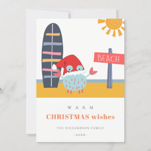 Cartes Pour Fêtes Annuelles Vœux chaleureux Noël en juillet Plage Soleil Sable
