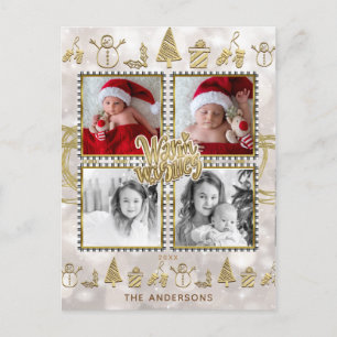 Cartes Pour Fêtes Annuelles Vœux chaleureux Or et Blanc Étincelle Fêtes 4 Phot