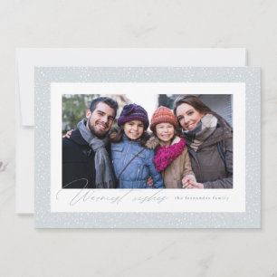 Cartes Pour Fêtes Annuelles Vœux chaleureux une photo cadre enneigé simple