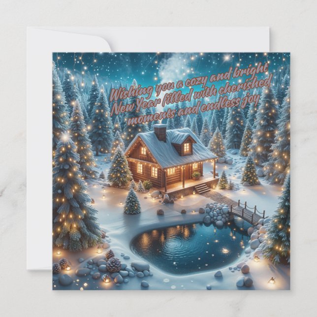 Cartes Pour Fêtes Annuelles Voeux chauds pour un Nouvel An lumineux (Devant)