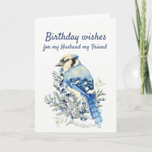 Cartes Pour Fêtes Annuelles Voeux d'anniversaire avec Bluejay Husband ami