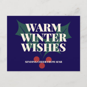 Cartes Pour Fêtes Annuelles Vœux de chaleureux hiver en typographie de houx