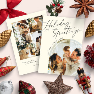 Cartes Pour Fêtes Annuelles Vœux de Fêtes Famille Cinq Photo Noël
