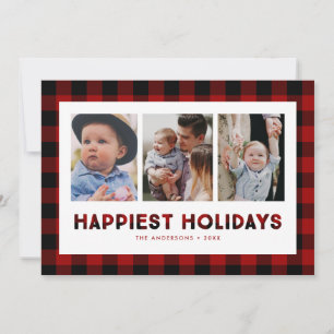Cartes Pour Fêtes Annuelles Vœux de fêtes les plus heureux Plaid Rouge de Buff