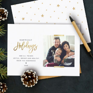 Cartes Pour Fêtes Annuelles Vœux de fêtes minimalistes Or Moderne Photo