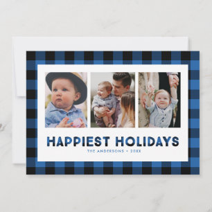 Cartes Pour Fêtes Annuelles Vœux de fêtes très joyeuses Blue Buffalo Plaid Pho