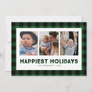 Cartes Pour Fêtes Annuelles Vœux de fêtes très joyeuses Green Buffalo Plaid Ph