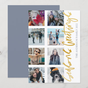 Cartes Pour Fêtes Annuelles Vœux de fin d'année en or Script 8 Photo Noël