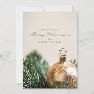 Cartes Pour Fêtes Annuelles Vœux de Joyeux Noël simples en or et vert