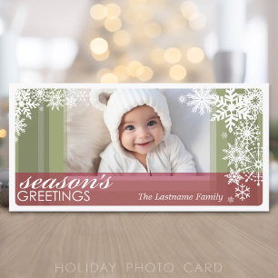 Cartes Pour Fêtes Annuelles vœux de la saison 1 photo avec flocons de neige