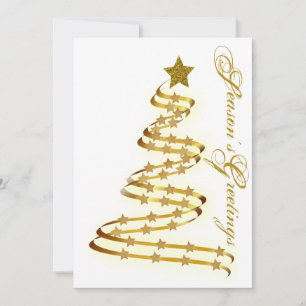Cartes Pour Fêtes Annuelles Vœux de la saison Arbre doré Étoiles Résumé abstra