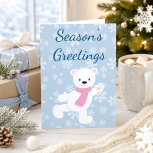 Cartes Pour Fêtes Annuelles Vœux de la saison de l'ours polaire joueur