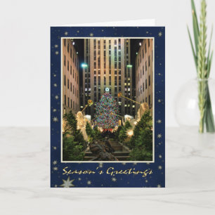 Cartes Pour Fêtes Annuelles Vœux de la saison : Rock Center, ciel étoilé bleu
