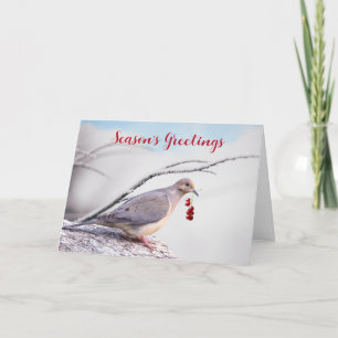 Cartes Pour Fêtes Annuelles Vœux de la saison Tourterelle triste et Baies roug