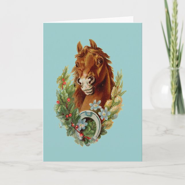 Cartes Pour Fêtes Annuelles Voeux de Noël à Thoroughbred (Devant)