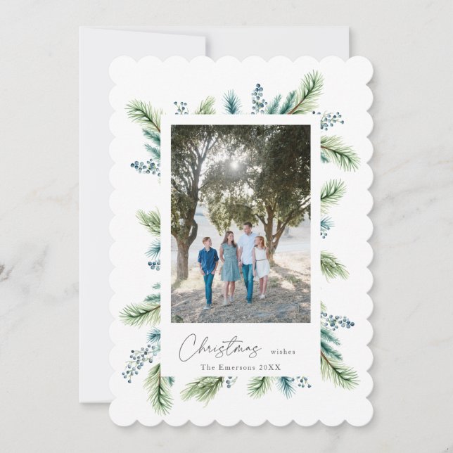 Cartes Pour Fêtes Annuelles voeux de Noël Boho Spruce et Fir (Devant)