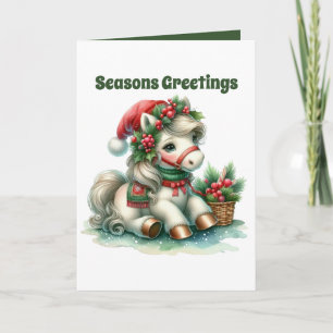 Cartes Pour Fêtes Annuelles Vœux de Noël cheval ajouter un message