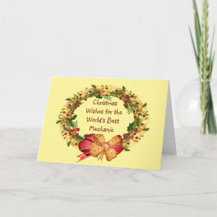 Cartes Pour Fêtes Annuelles Vœux de Noël Couronne de houx et de baies pour méc