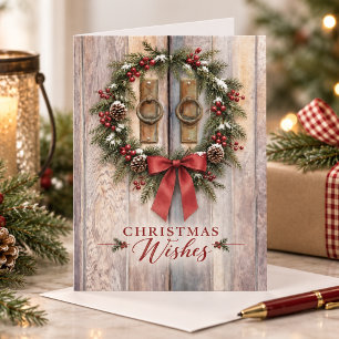 Cartes Pour Fêtes Annuelles Vœux de Noël de campagne Portes de grange rustique