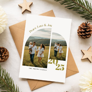 Cartes Pour Fêtes Annuelles Vœux de Noël de famille de photo d'arche élégante