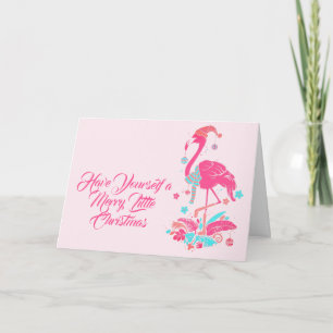 Cartes Pour Fêtes Annuelles Vœux de Noël de la plage tropicale flamant rose