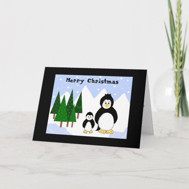 Cartes Pour Fêtes Annuelles Vœux de Noël de pingouin (Devant)