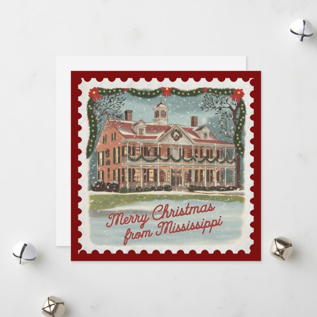 Cartes Pour Fêtes Annuelles voeux de Noël du Mississippi (Devant/Arrière en situation)