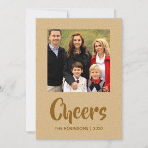 Cartes Pour Fêtes Annuelles Vœux de Noël en papier d'or photo de famille