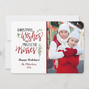 Cartes Pour Fêtes Annuelles Vœux de Noël et Photo de baisers sous le gui