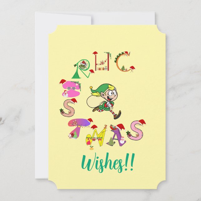 Cartes Pour Fêtes Annuelles Vœux de Noël et salutations elfiques ! (Devant)