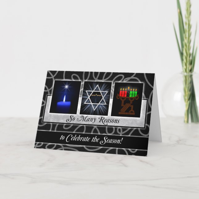 Cartes Pour Fêtes Annuelles Vœux de Noël Hanukkah Kwanzaa interconfessionnels (Devant)