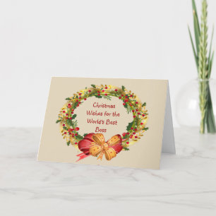 Cartes Pour Fêtes Annuelles Voeux de Noël Holly Berry Boss Wreath Boss
