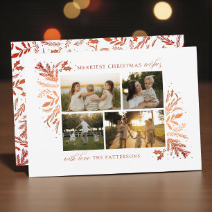 Cartes Pour Fêtes Annuelles Vœux de Noël les plus joyeux 4 Photo Botanique Flo