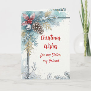 Cartes Pour Fêtes Annuelles Vœux de Noël Mésange Sœur Amie