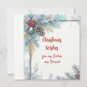 Cartes Pour Fêtes Annuelles Vœux de Noël Mésange Sœur Amie