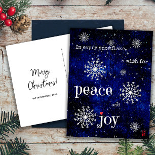 Cartes Pour Fêtes Annuelles Vœux de Noël Peace and Joy Nuit étoilée