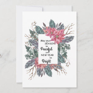 Cartes Pour Fêtes Annuelles Vœux de Noël Poinsettia Flower Frame Art