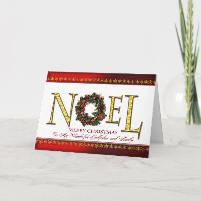 Cartes Pour Fêtes Annuelles Vœux de Noël pour la filleule et sa famille. (Devant)