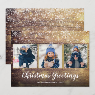 Cartes Pour Fêtes Annuelles Vœux de Noël rustiques Country Wood 3 Photo