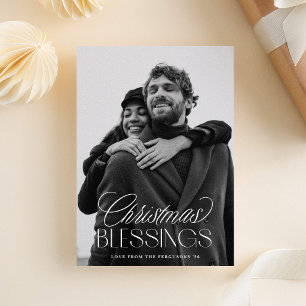 Cartes Pour Fêtes Annuelles Vœux de Noël Texte Élégant Superposé 1-Photo