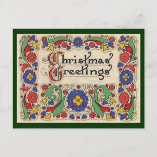 Cartes Pour Fêtes Annuelles Voeux de Noël Vintage avec bordure décorative