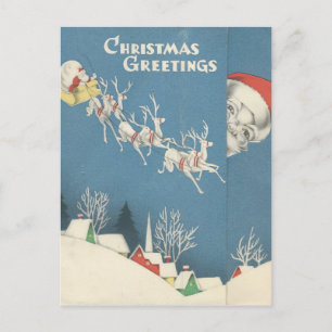 Cartes Pour Fêtes Annuelles Voeux de Noël Vintage Pékin Père Noël