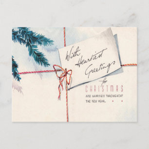 Cartes Pour Fêtes Annuelles Voeux de Noël Vintage Red String À feuillage persi