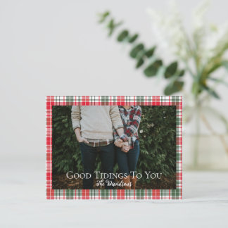 Cartes Pour Fêtes Annuelles Vœux de Nouveaux Mariés à Carreaux Photo de Noël