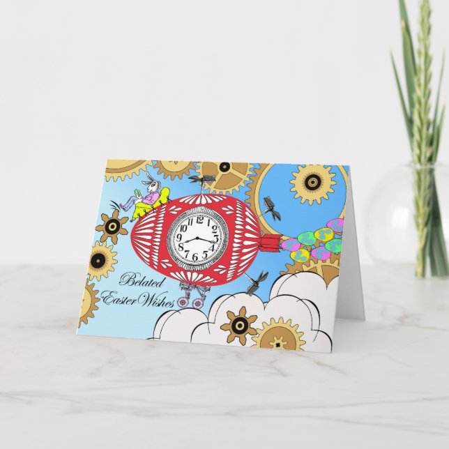 Cartes Pour Fêtes Annuelles Voeux de Pâques, Illustration de Steampunk (Devant)