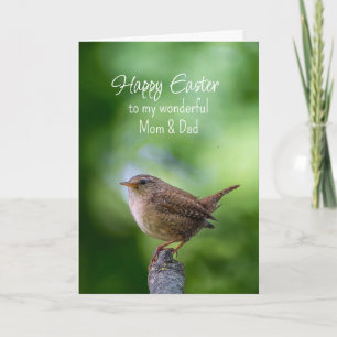 Cartes Pour Fêtes Annuelles Vœux de Pâques Maman & Papa Roitelet Oiseau