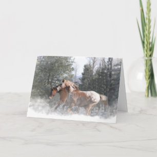 Cartes Pour Fêtes Annuelles Vœux de saison Chevaux dans la neige