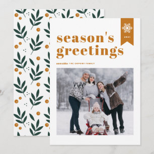 Cartes Pour Fêtes Annuelles Vœux de saison flocon de neige typographie orange